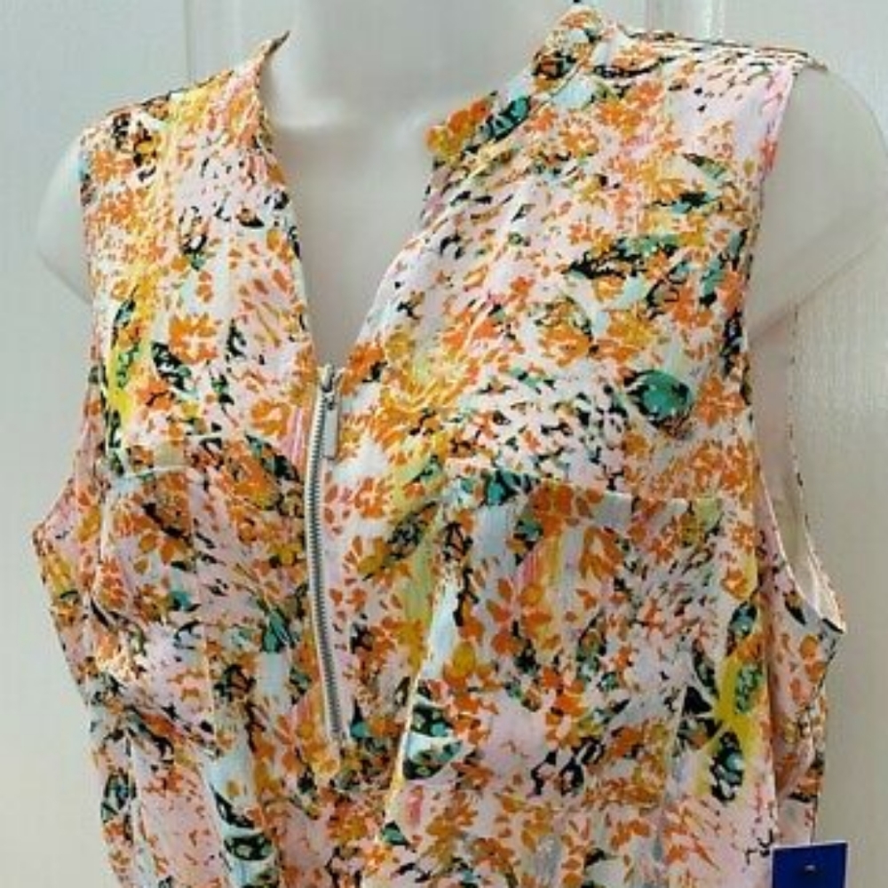 Apt 9 Orange Print Tie Tank Dress with Pockets